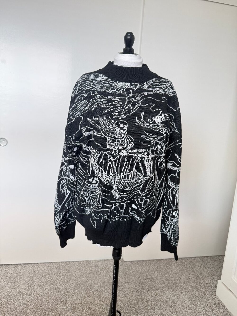 Dark Skeleton Riding Horse Knitted Sweater